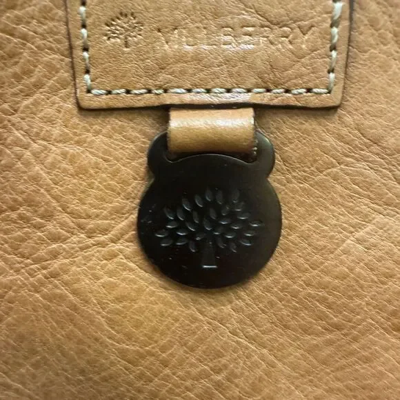 Mulberry Camel Cognac & Taupe Interlocking Woven Leather Roxanne Tote Bag Y2K - Picture 16 of 16